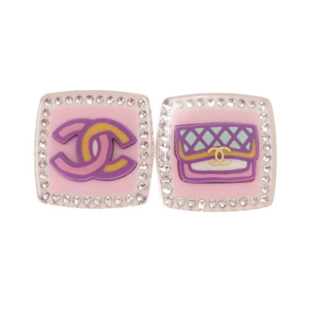 CHANEL Pink Logo Earrings